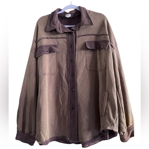 POL Button Front Closure Jacket/ Shacket Brown NWOT X Large - Picture 4 of 8